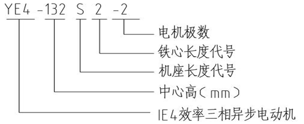 YE4系列超超高效節(jié)能三相異步電動(dòng)機(jī)型號(hào)說明