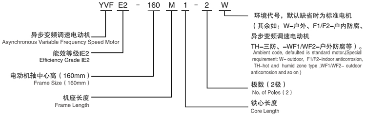 西安泰富西瑪電機(jī)：YVFE2高效變頻調(diào)速三相異步電動機(jī)型號說明